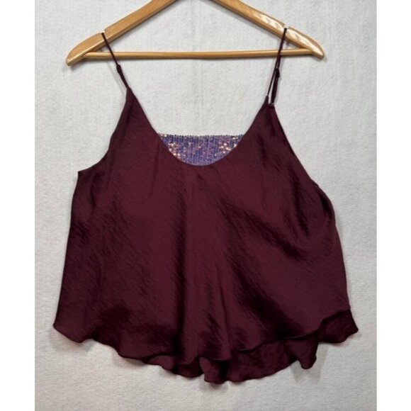 Intimately Free People Turn It On Sequined Cami Tank Top Flowy Plum Women's M - Picture 3 of 8